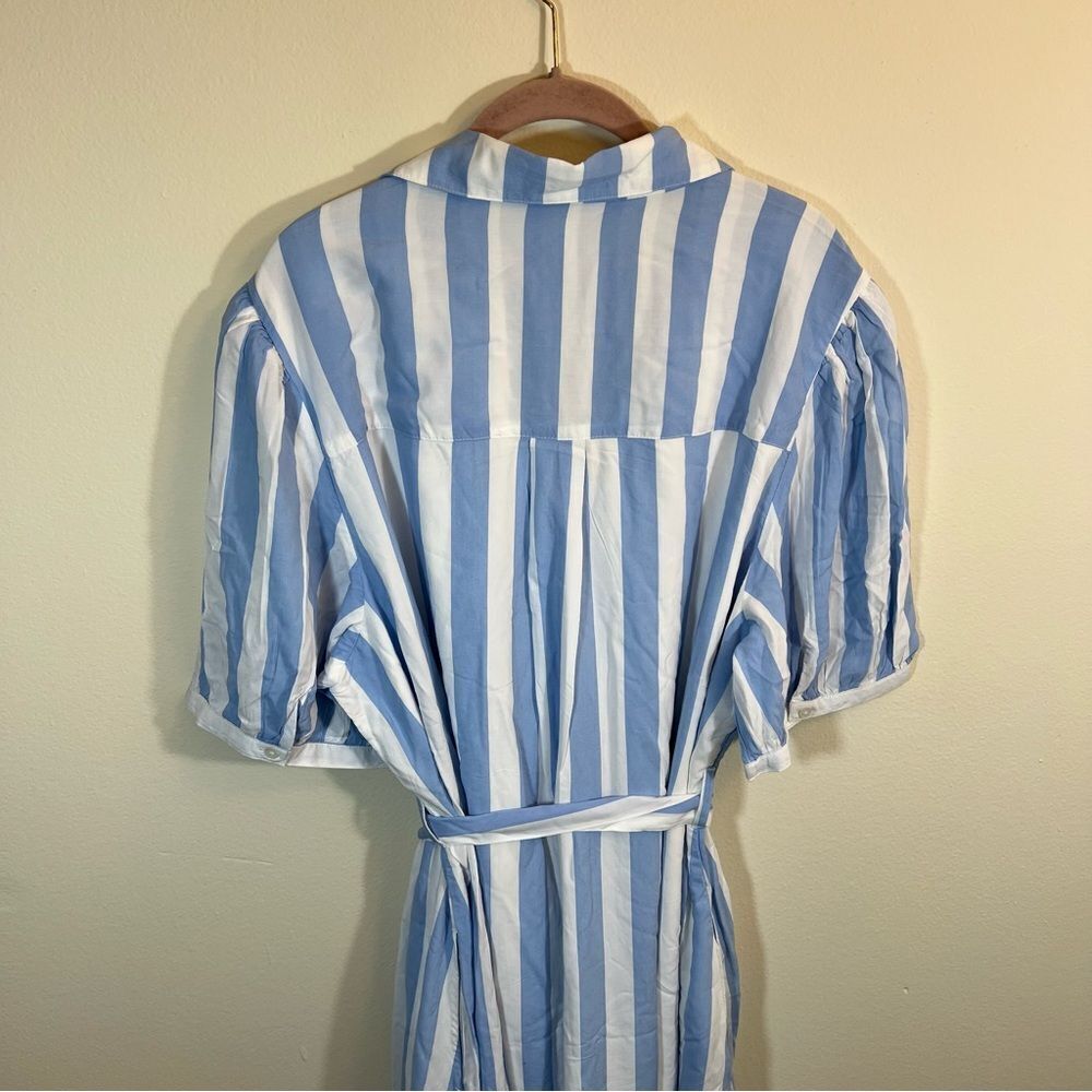 Crown & Ivy Women’s Blue White Striped Belted Shirt Dress 3X NWT - Picture 13 of 15